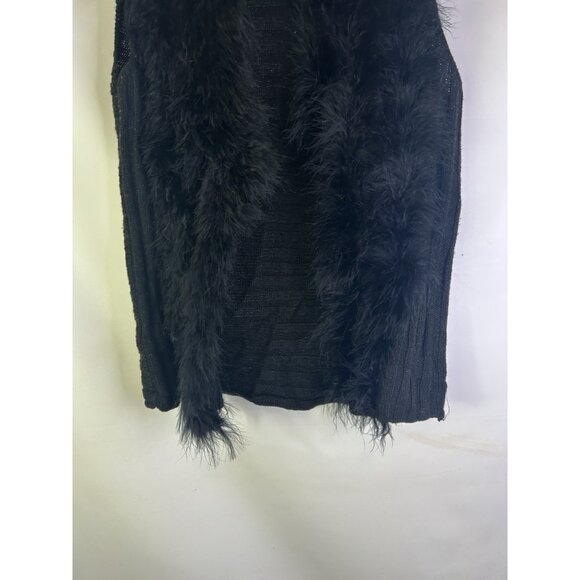 Chicos Black Faux Fur Sweater Vest Mob Wife - Picture 2 of 8